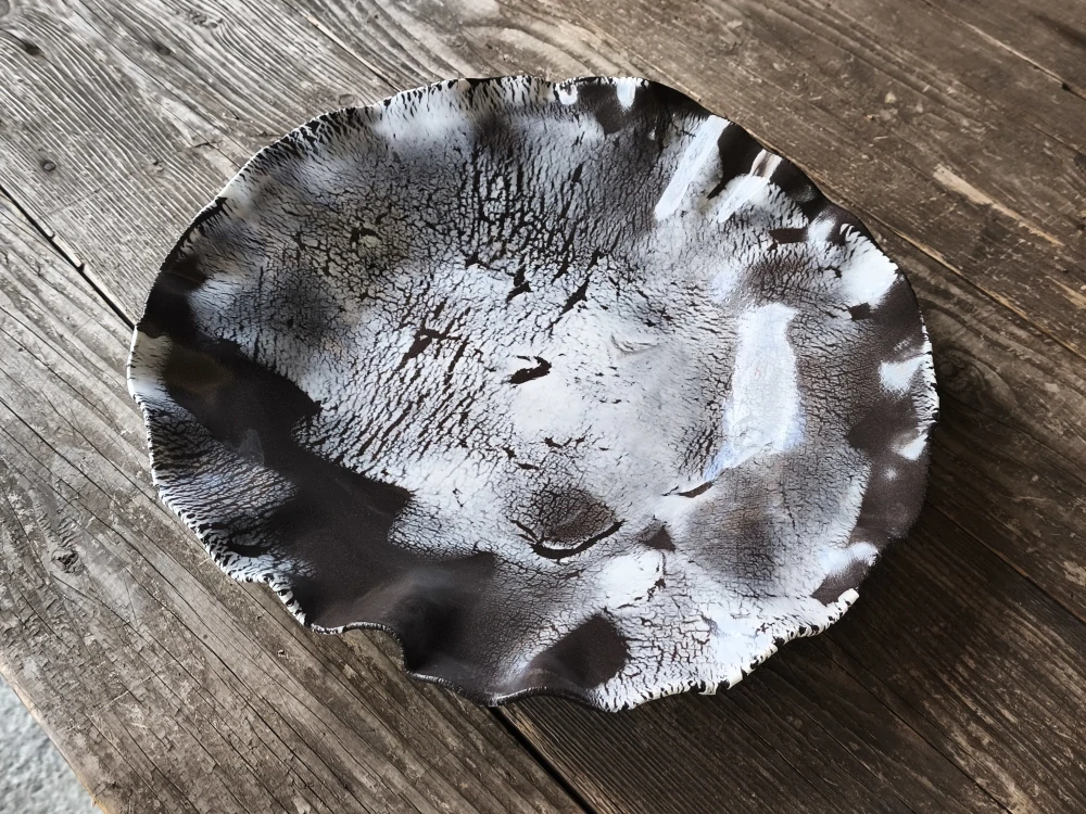 Exkluzívna autorská porcelánovo-kameninová misa – svetový unikát v organickej forme - Priemer 37 cm | Výška 7 cm