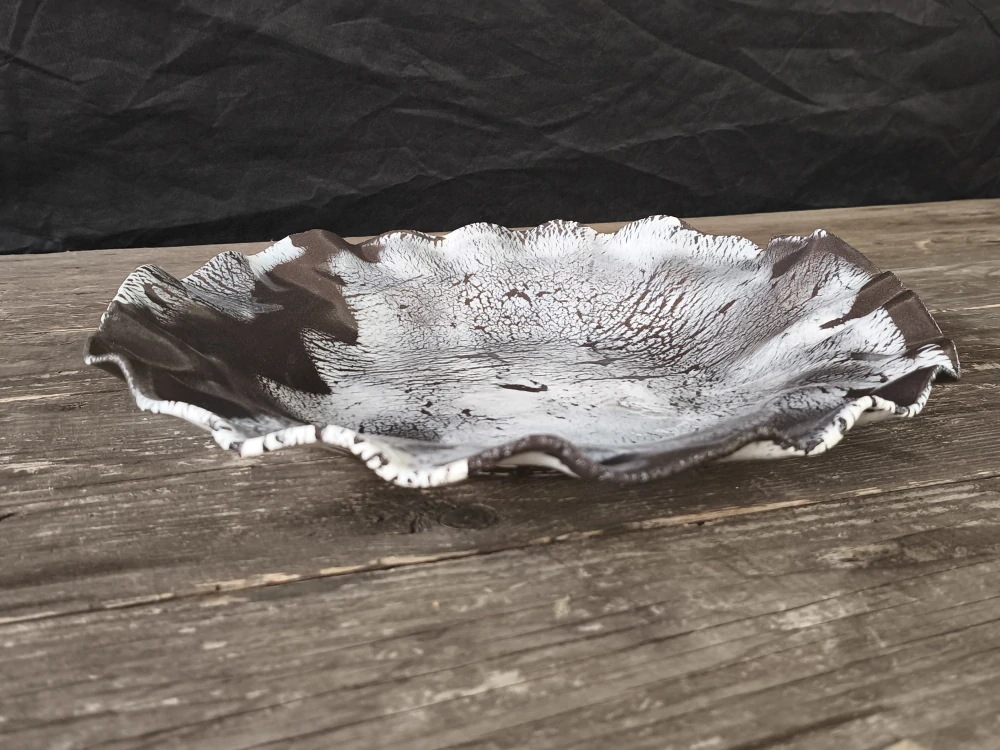 Exkluzívna autorská porcelánovo-kameninová misa – svetový unikát v organickej forme - Priemer 37 cm | Výška 7 cm