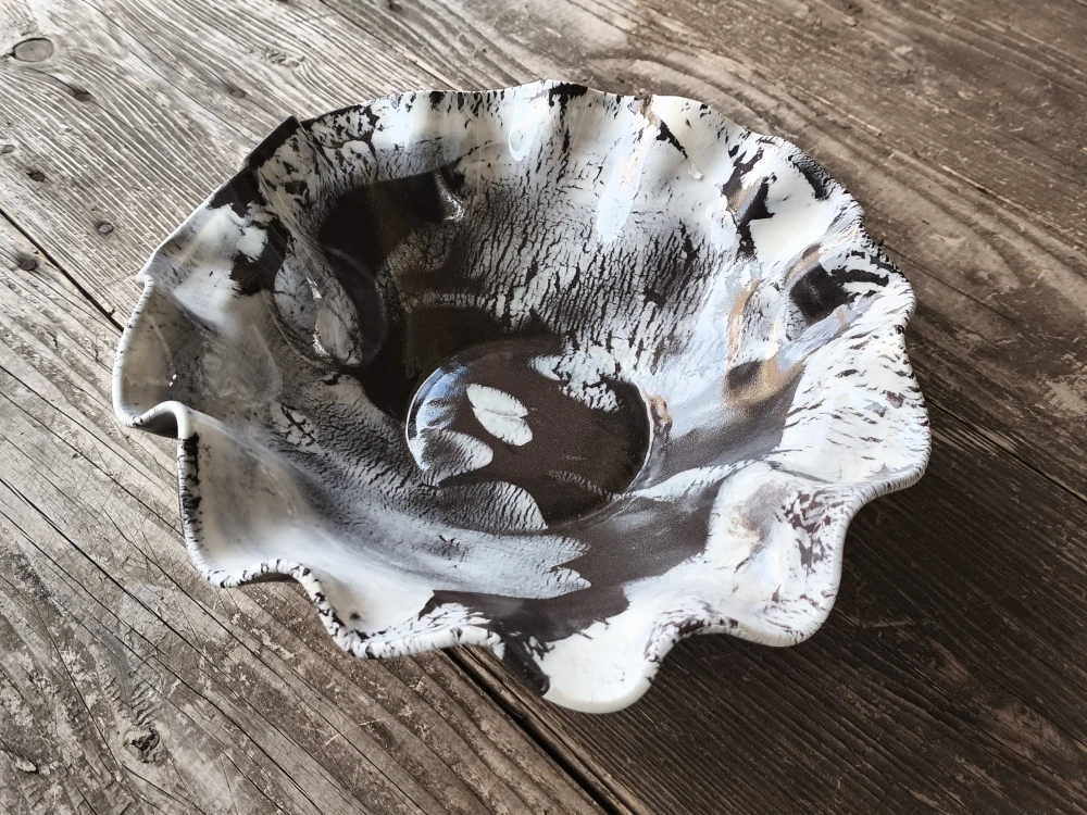 Exkluzívna autorská porcelánovo-kameninová misa – svetový unikát v organickej forme - Priemer 27 cm | Výška 9 cm