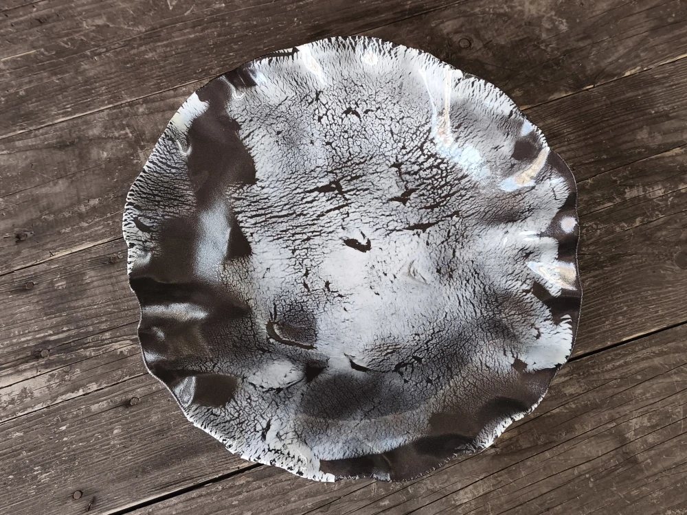 Exkluzívna autorská porcelánovo-kameninová misa – svetový unikát v organickej forme - Priemer 37 cm | Výška 7 cm